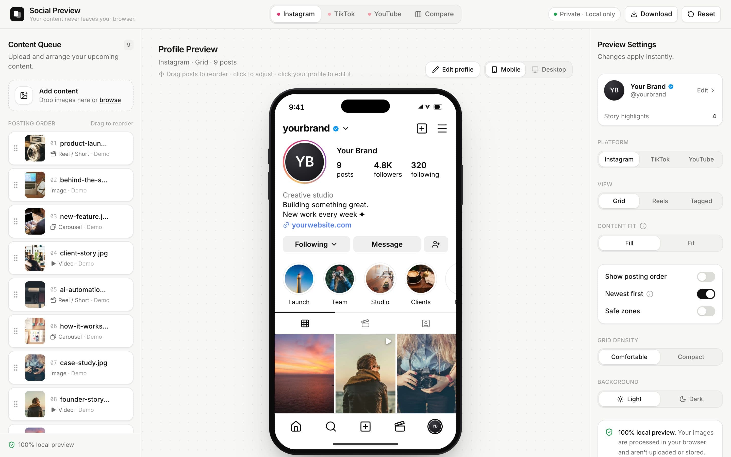 Vista de Social Preview